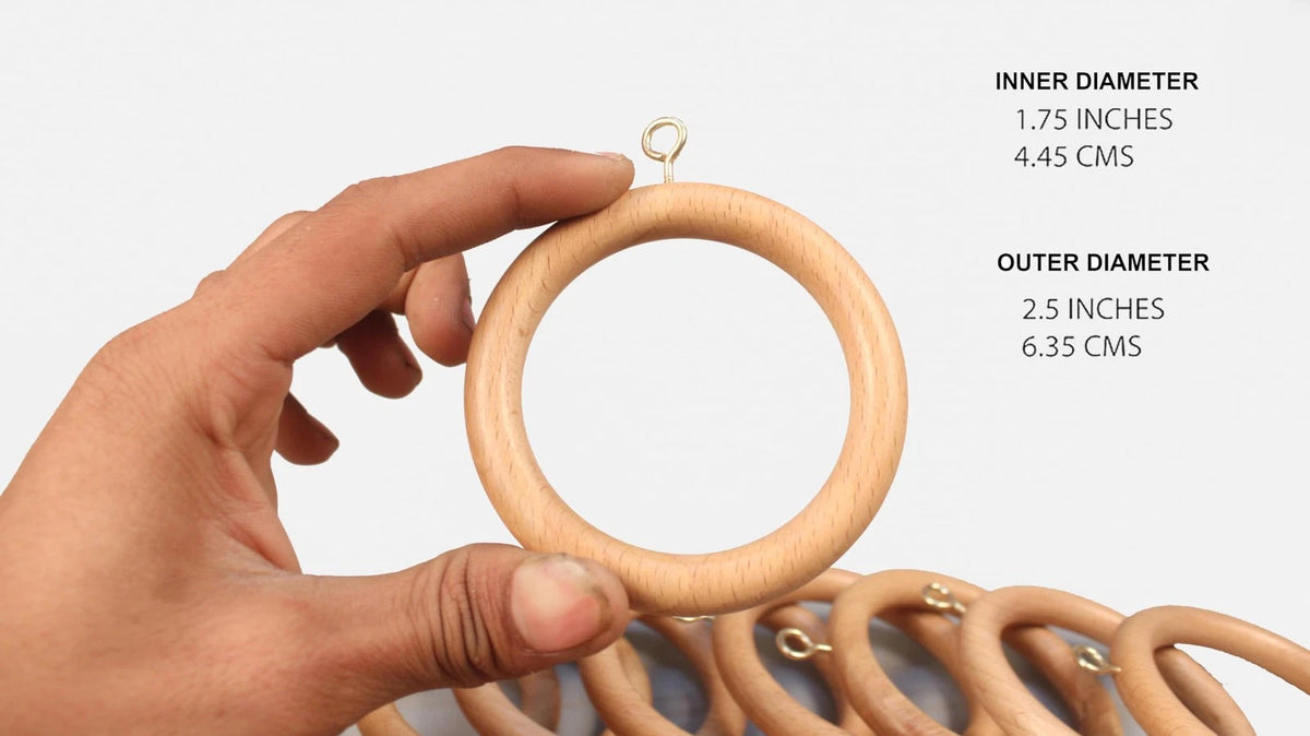 Set of 24 Wooden Curtain Rings for Window and Door Decor