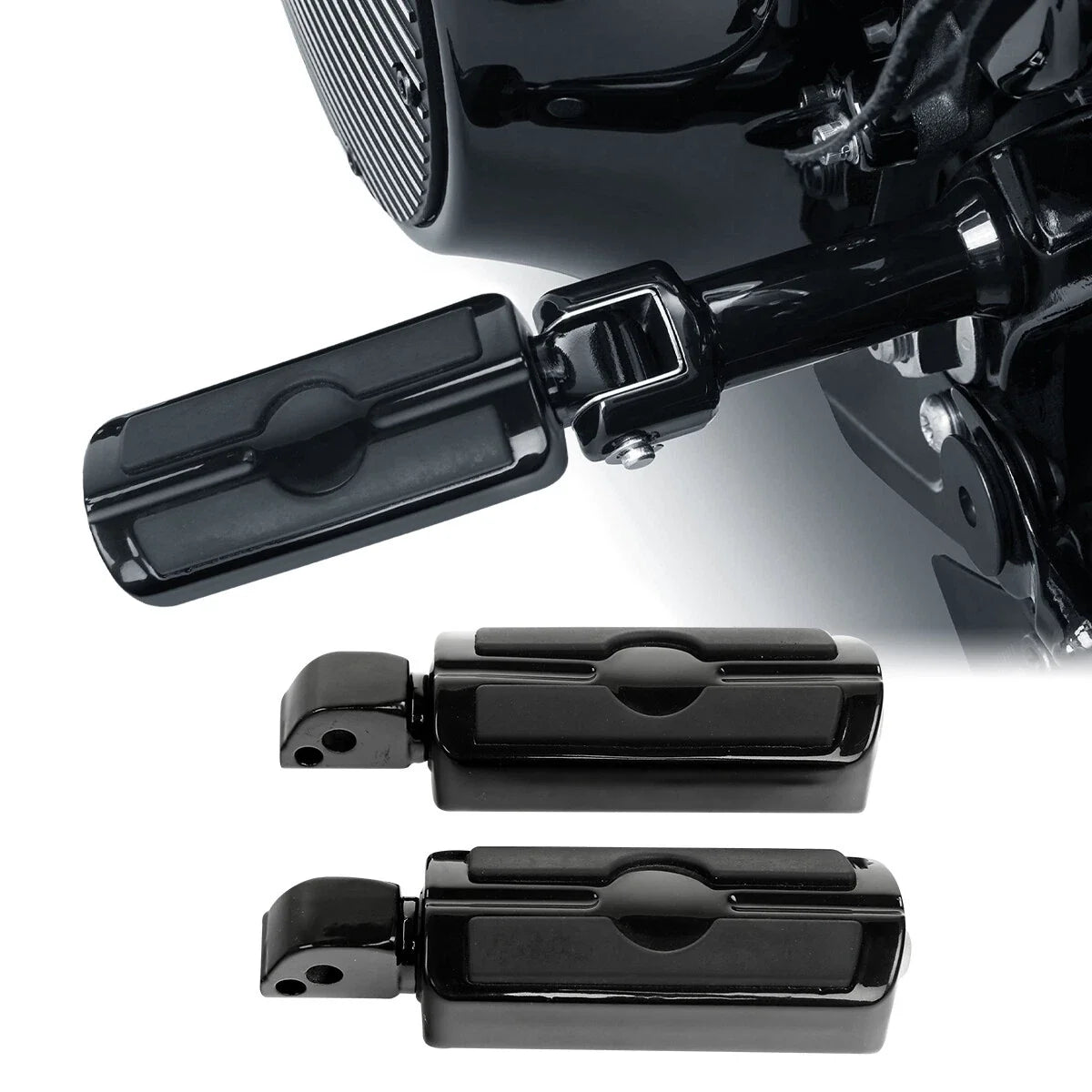 Black Rear Passenger Footpegs for Harley Softail Deluxe (2018–2025)
