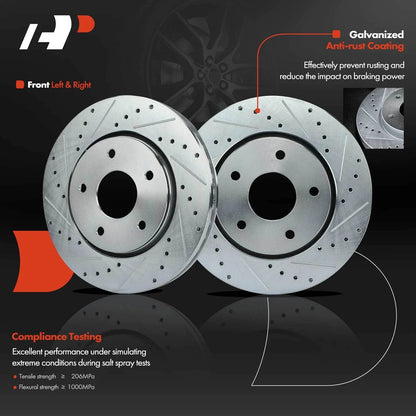 8x Front Drilled Brake Rotors & Pads for Dodge Journey (2009–2012)