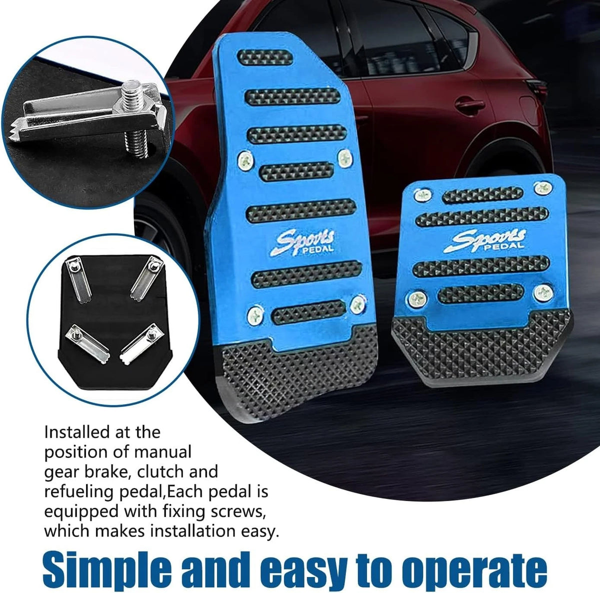 3X Non-Slip Foot Pedal Set for Manual Vehicles (PRYMPN16)