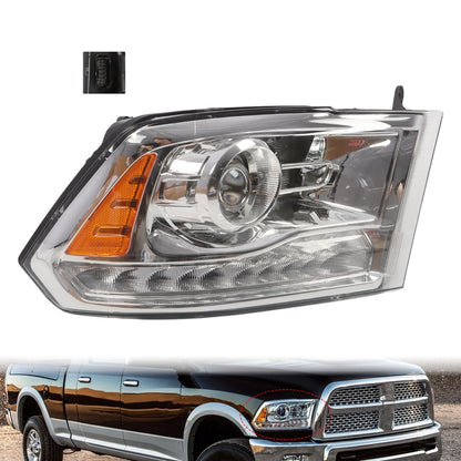 Projector Chrome Headlights w/ LED DRL for Ram 1500/2500/3500 (2013–2015) - CH2503244, 68093216AD, 68324940AD