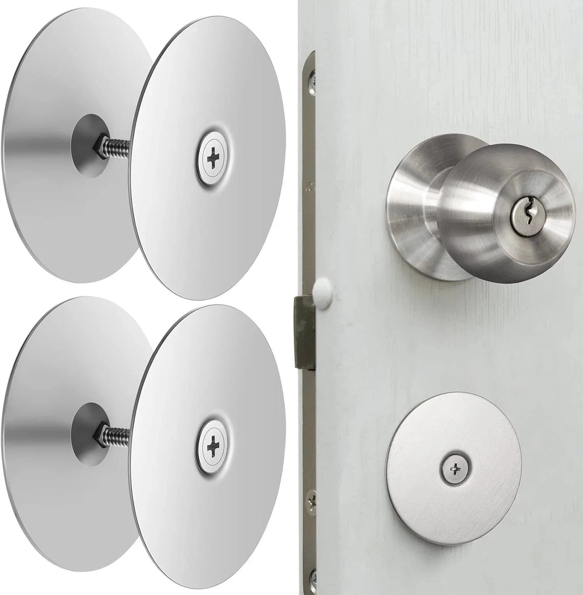 Set of 2 Door Hole Cover Plates for (2-5/8" Diameter)
