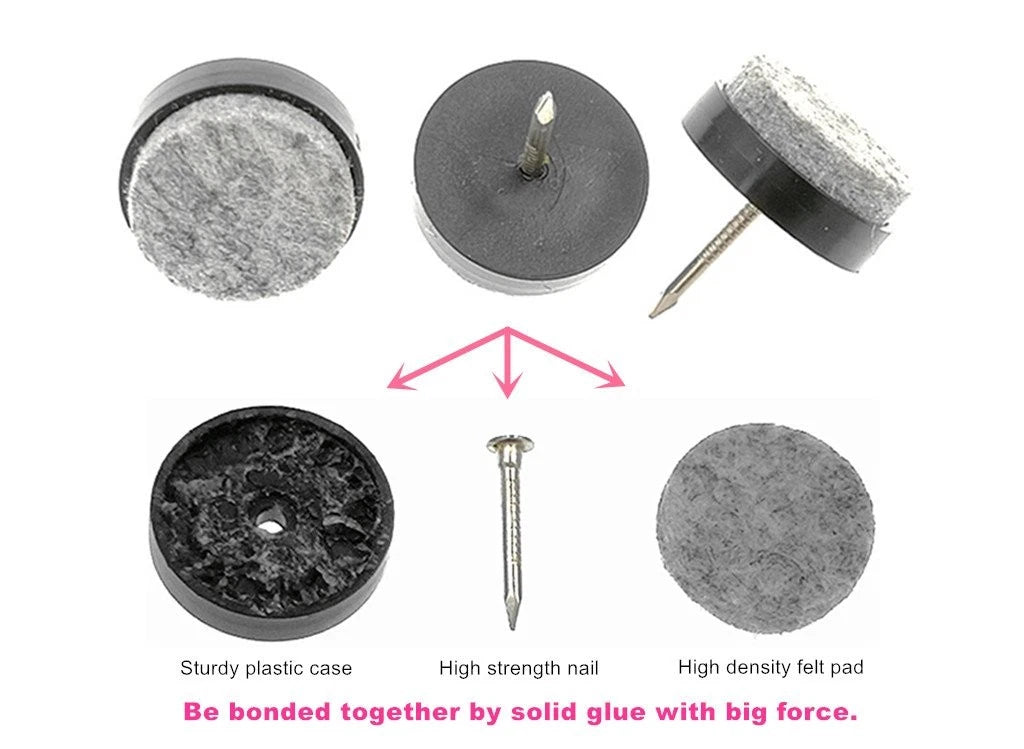 40pcs Furniture Felt Pad Heavy Duty Nail-on 18mm Black