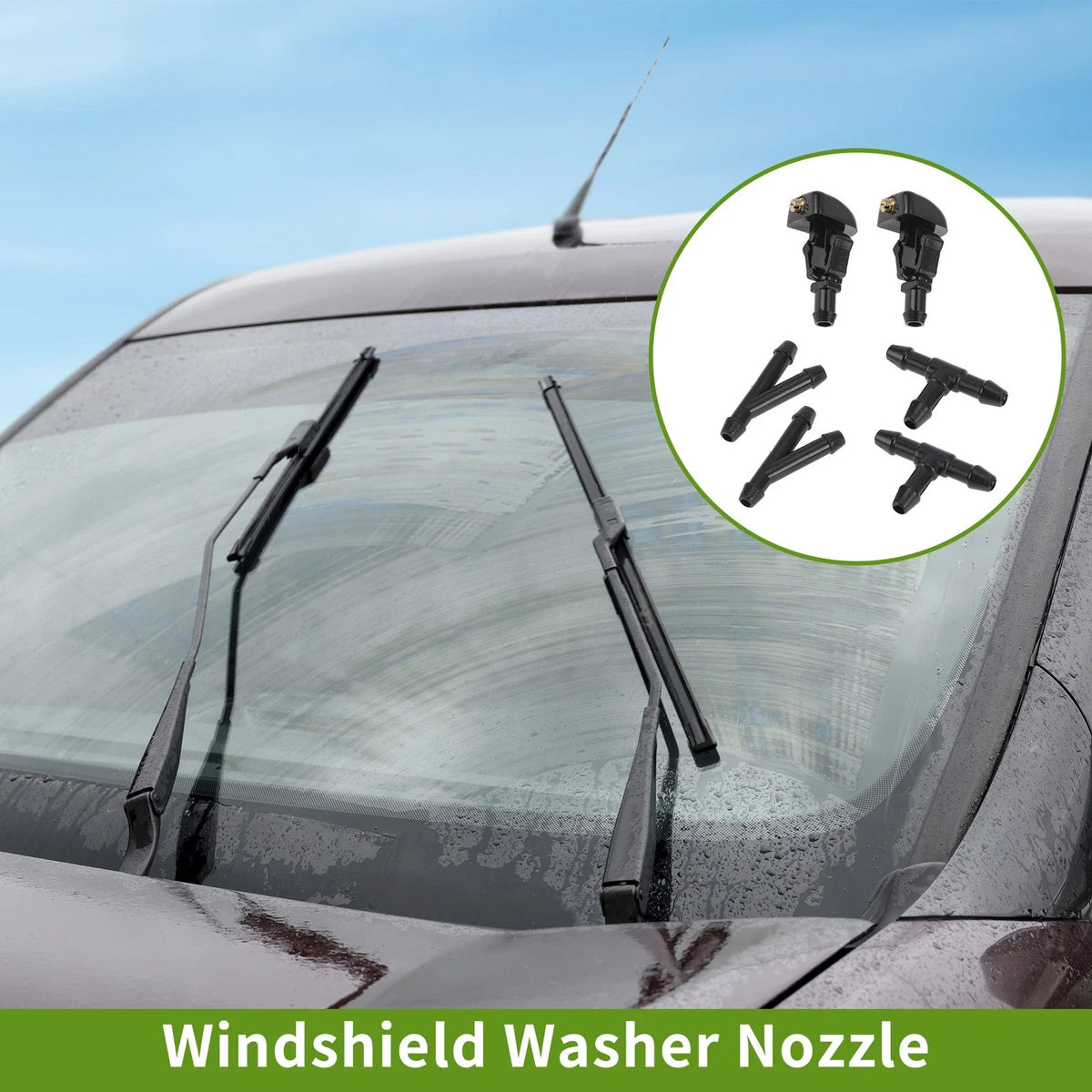 Windshield Washer Nozzle Set with Hose Connector for Nissan (No. 289317S000)