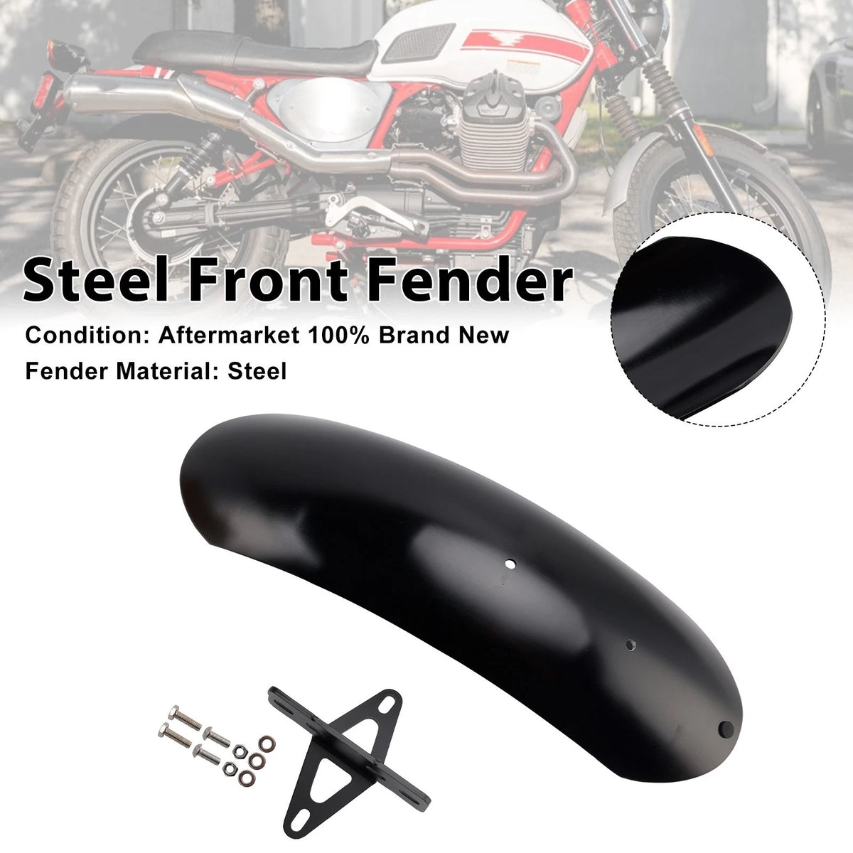 Steel Front Fender for Moto Guzzi V7 II (2010–2016) RH-270-BLK