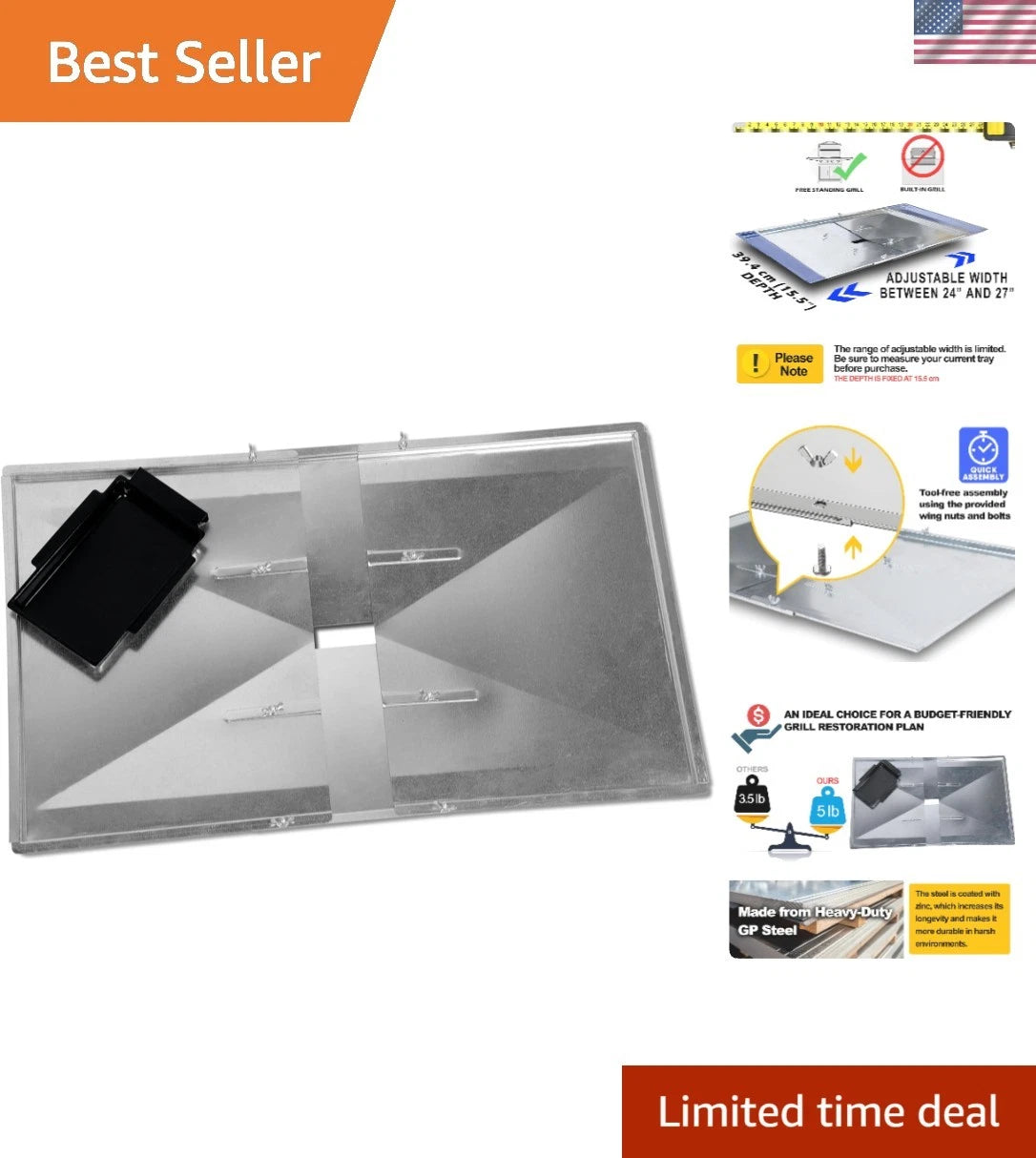Grease Tray for Dyna Glo and Nexgrill (24-27 Inches)