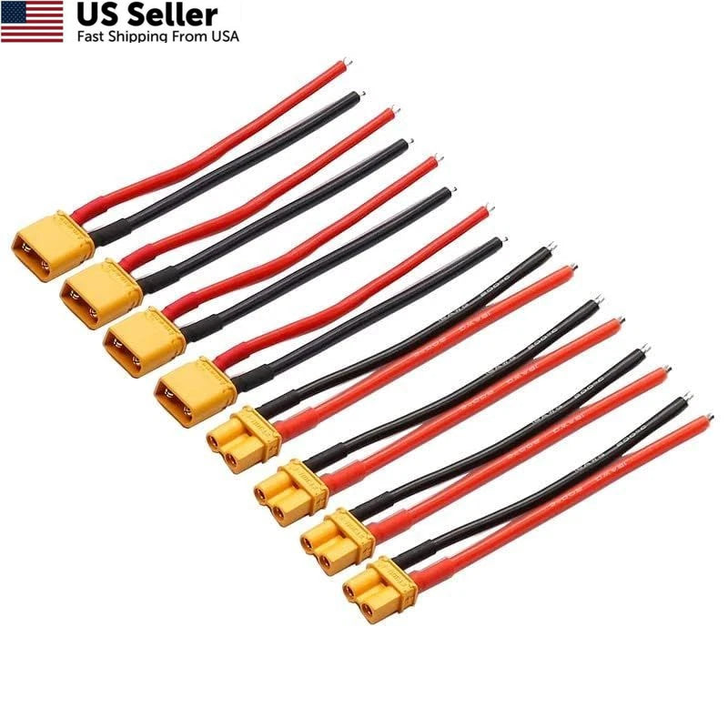 Set of 4 XT30 Pigtails Male Female Connectors for Automotive Use
