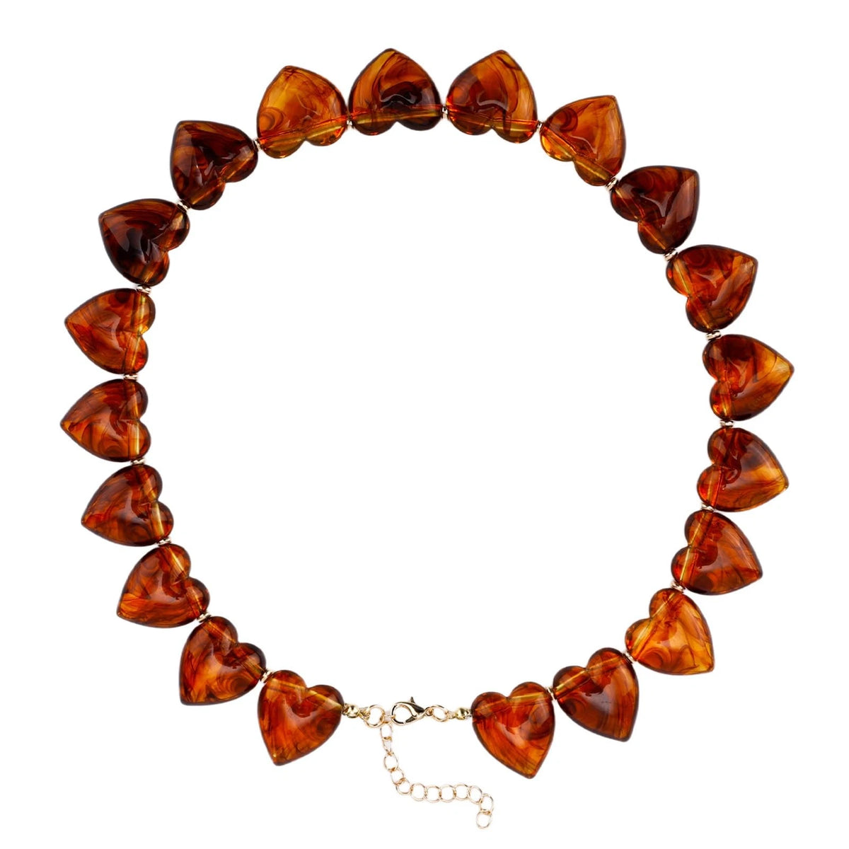 Chunky Heart Choker Necklace for Women - Amber Medium