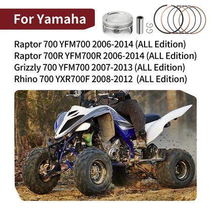 Piston + Ring Kit for Yamaha Raptor 700 700R (2006–2014) 1S3-11631-10-00, 1S3-11603-10-00, 5VK-11633-00-00