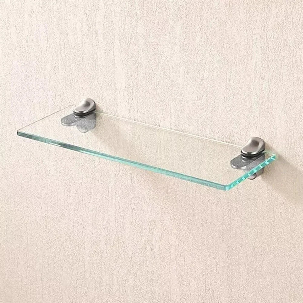 Set of 4 Polished Chrome Glass Shelf Support Brackets for Adjustable Glass