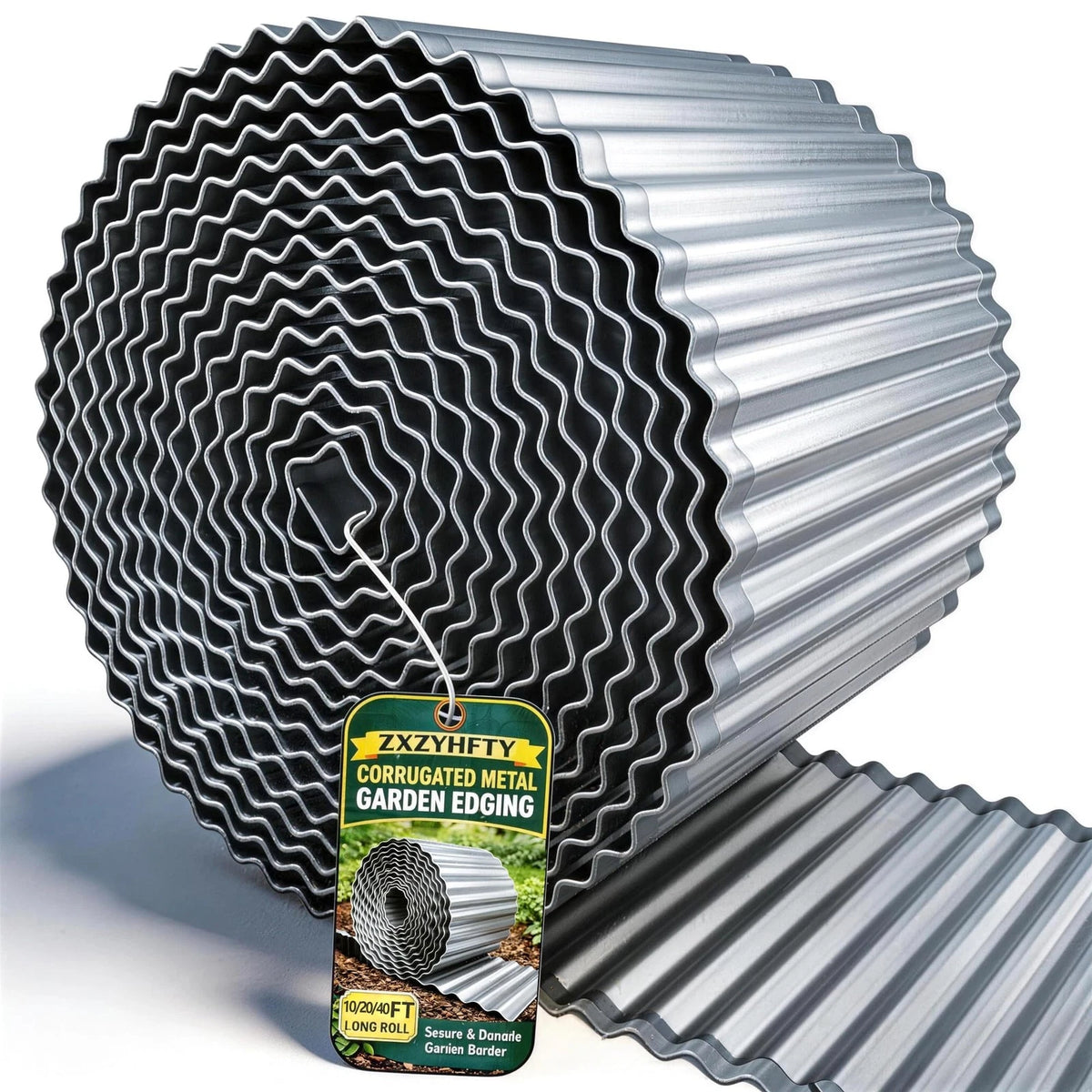 10" x 20FT Silver Corrugated Metal Landscape Edging for Landscape Use