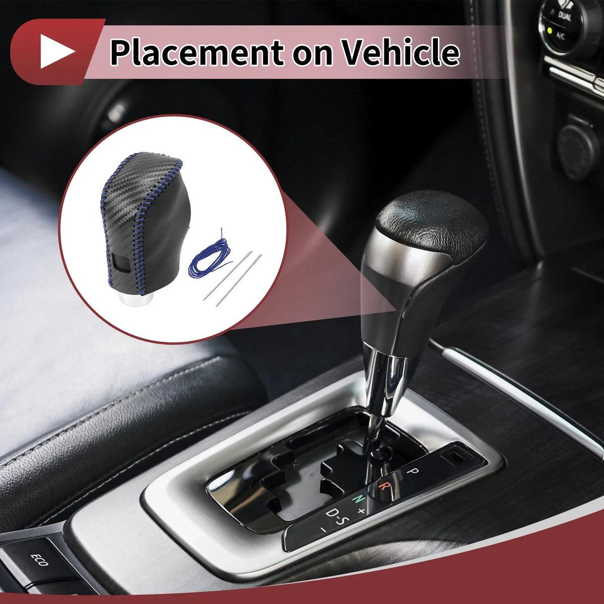 Gear Shift Knob Cover for Nissan Altima (2019–2024) Black Carbon Fiber Blue