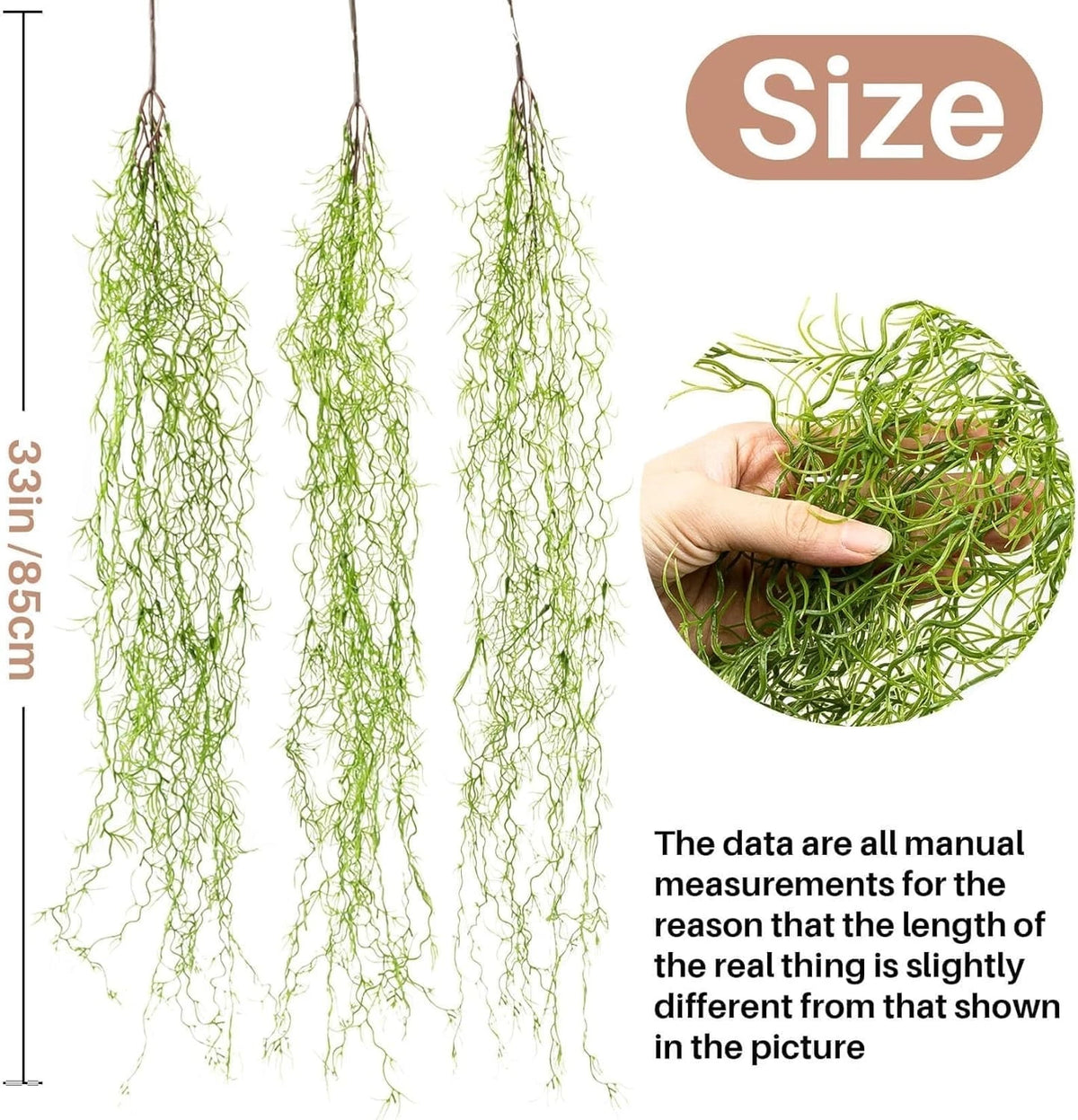 3X Faux Spanish Moss for Plants (Artificial Hanging Bulk)