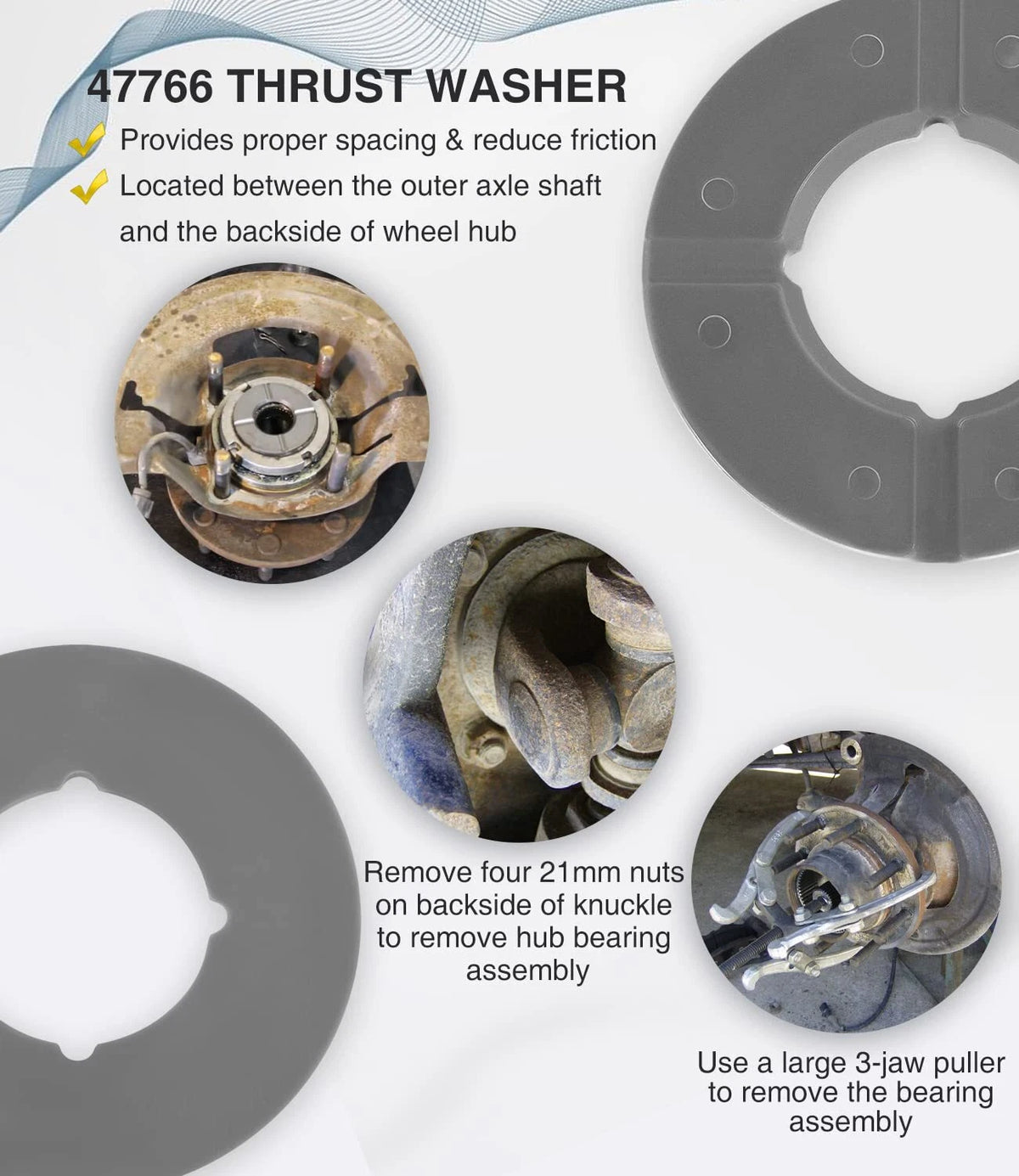 Thrust Washer Snap Ring Kit for Ford SuperDuty F250/F350 (1998–2005) 47766