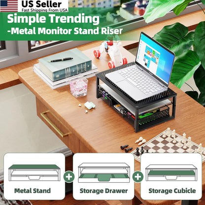 Metal Monitor Stand Riser for Universal Use (16"W x 10"D x 6.25"H)