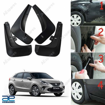 Mud Flap Set of 4 for Toyota Glanza Black