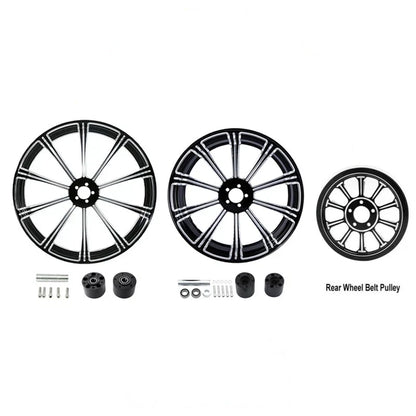 21" Front & 18" Rear Wheel Rim Disc Hub Pulley for Harley Touring (2009–2023)