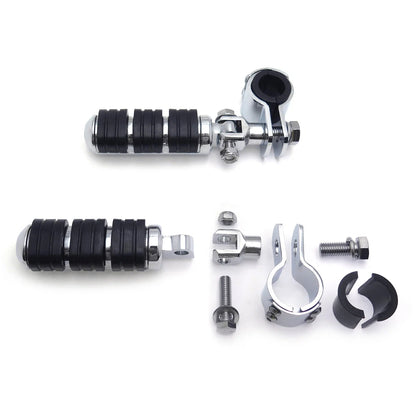 Chrome Highway Cuboid Footpeg Rest w/ Clamp for Harley Dyna Touring XL