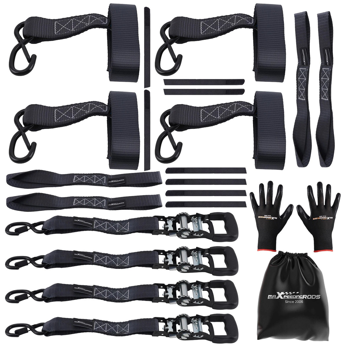 Set of 4 Retractable Ratchet Tie Down Straps 1.6in x 8ft 5208 lbs F2A7XV