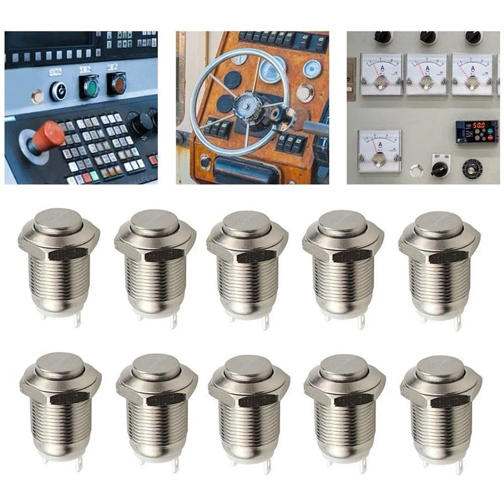 Set of 10 Waterproof Metal Push Buttons for Outdoor Use