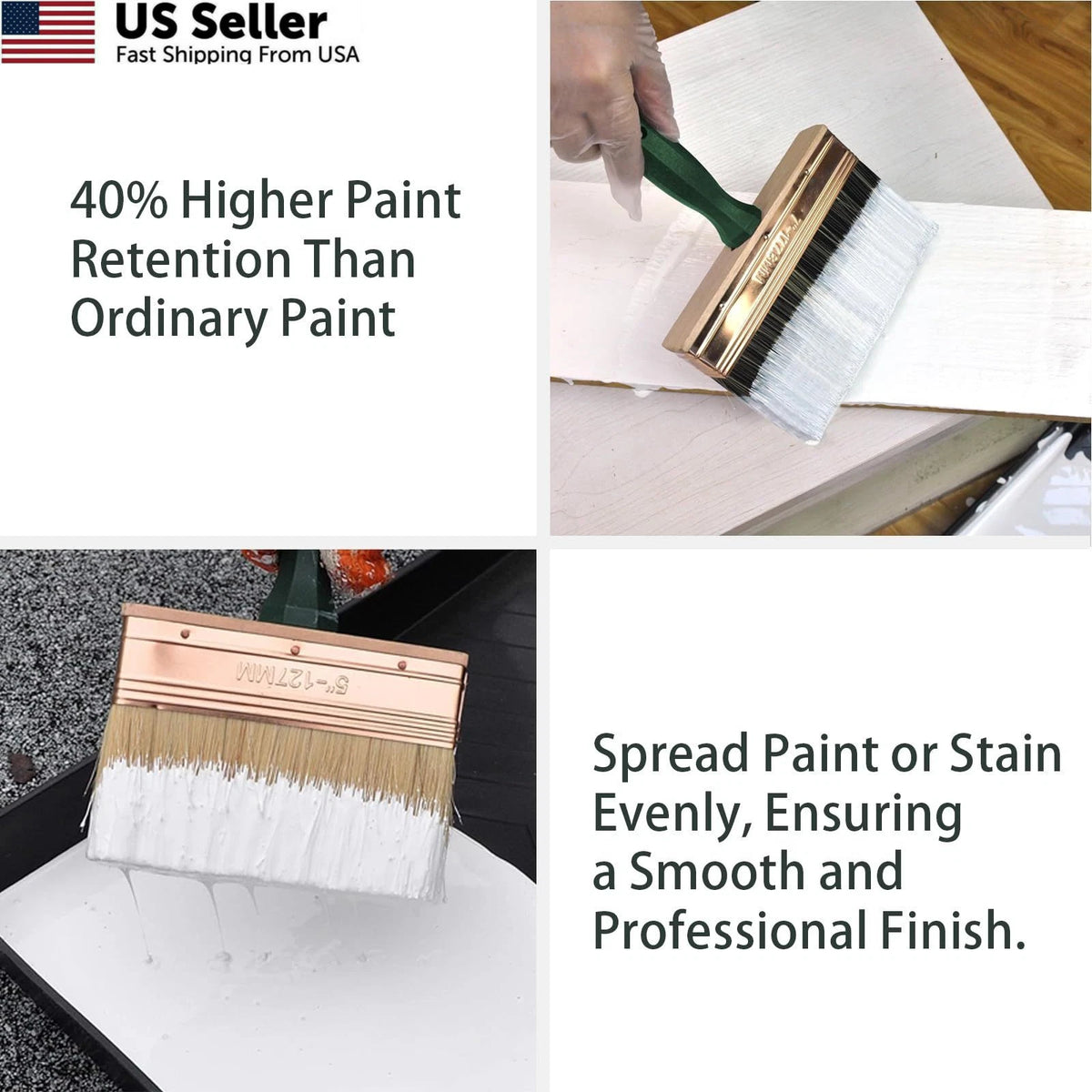 3X Deck Stain Brush Set for Automotive Detailing (4", 5", 6")