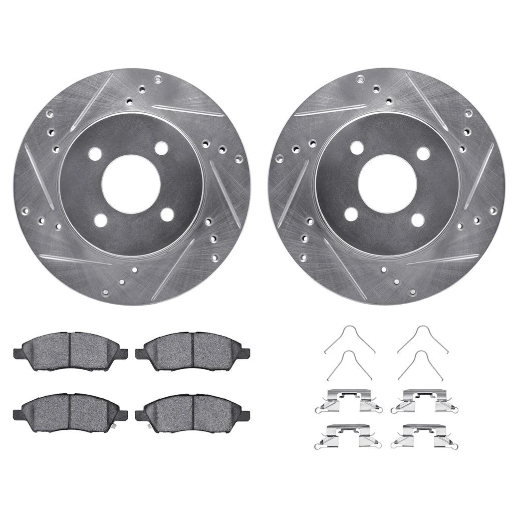 Rotor Set Front for Nissan Versa (2012–2019) ALX-PAU-DF-7512-67072-CLA4, Drilled and Slotted