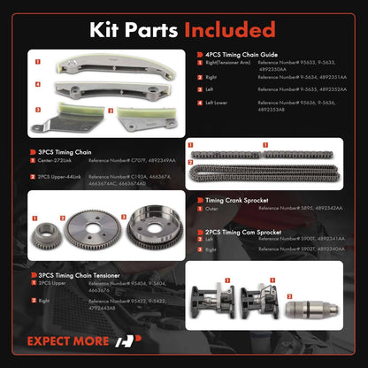 Timing Chain Kit for Dodge Charger Avenger Chrysler Sebring (2008) - 4892340AA, 4792443AB, 4892353AB, 4892351AA