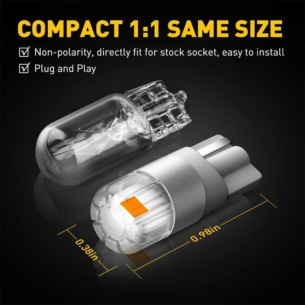 2X T10 Yellow LED Side Marker Light Bulb 168 194 2825 for