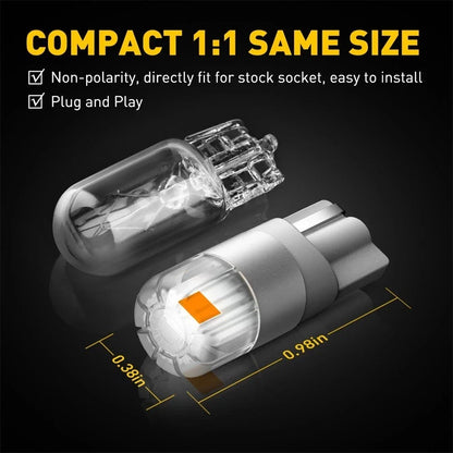 2X T10 Yellow LED Side Marker Light Bulb 168 194 2825 for