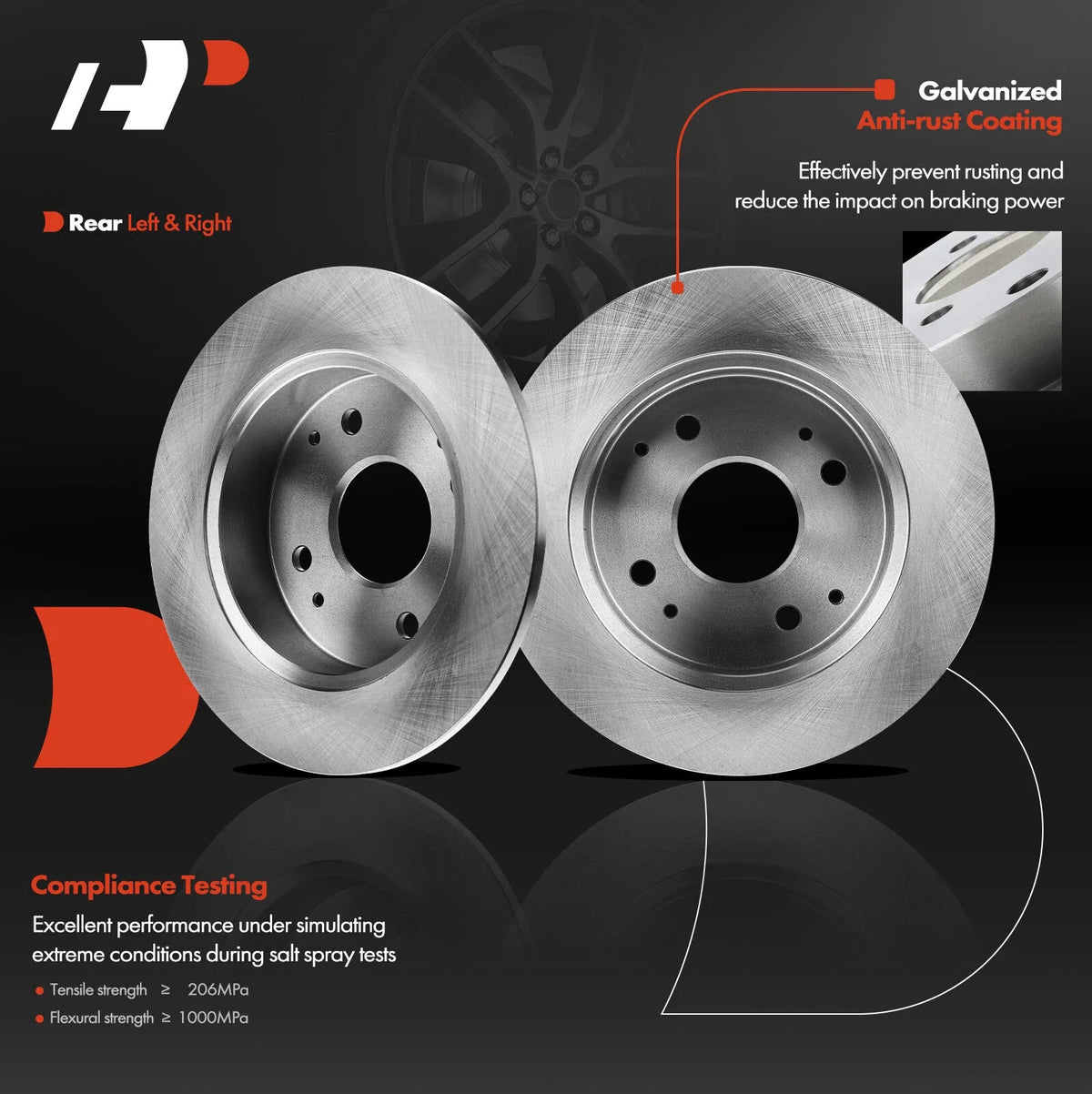 Rear Disc Brake Rotors & Ceramic Pads for Honda Accord (1998–2002)