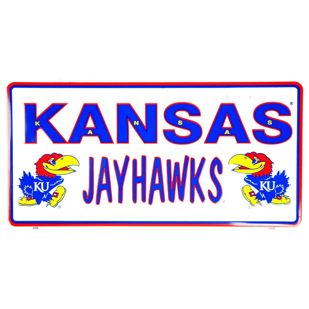 License Plate Sign Tag for Kansas Jayhawks (6x12)