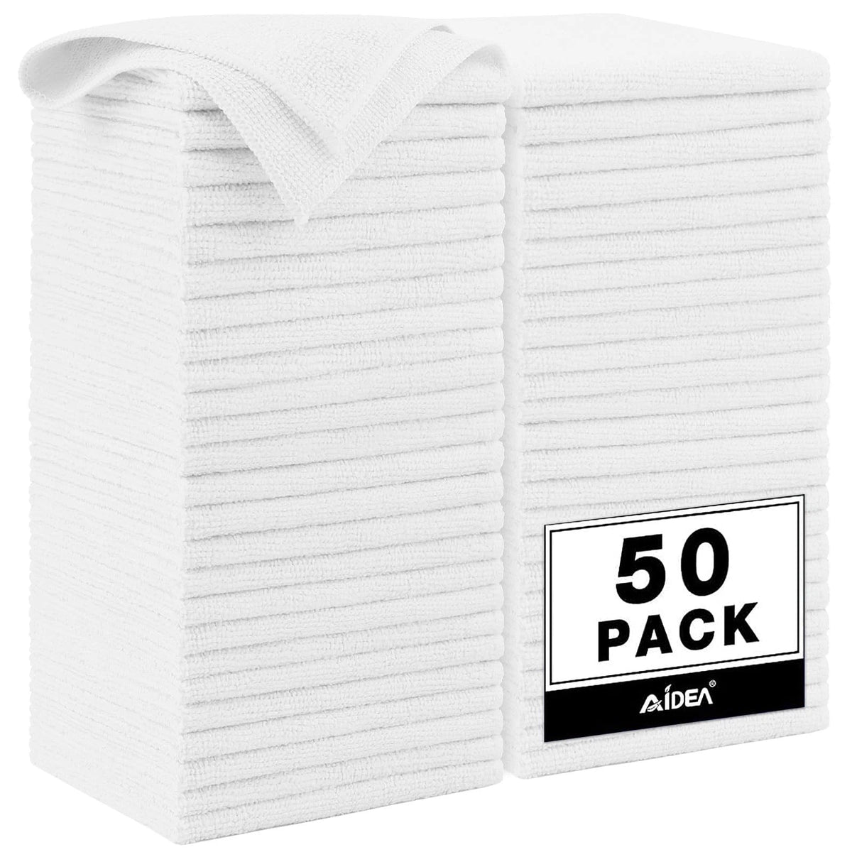 50 Pack Microfiber Cleaning Cloths 12x12 Lint Free for Car Kitchen
