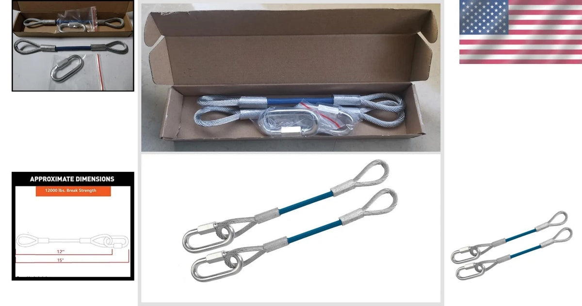 12 Inch Trailer Safety Cables for Towing (12000 lbs Load Capacity)