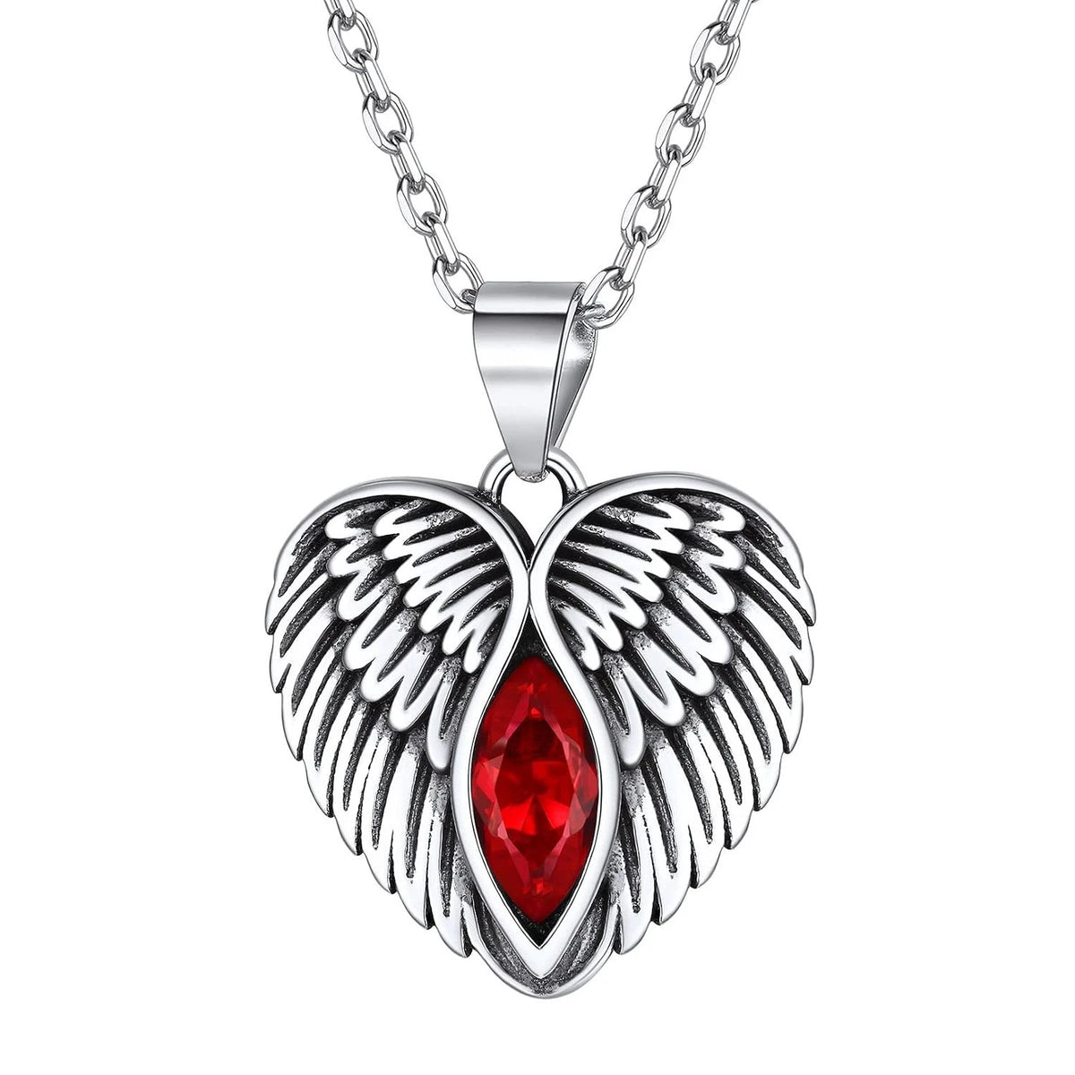 925 Sterling Silver Created Birthstone Angel Wings Necklace for Women