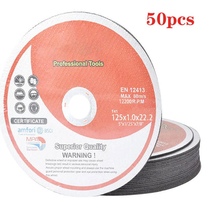 Cutting Discs for Metal & Stainless Steel (50 Pack, 5"x.040"x7/8")