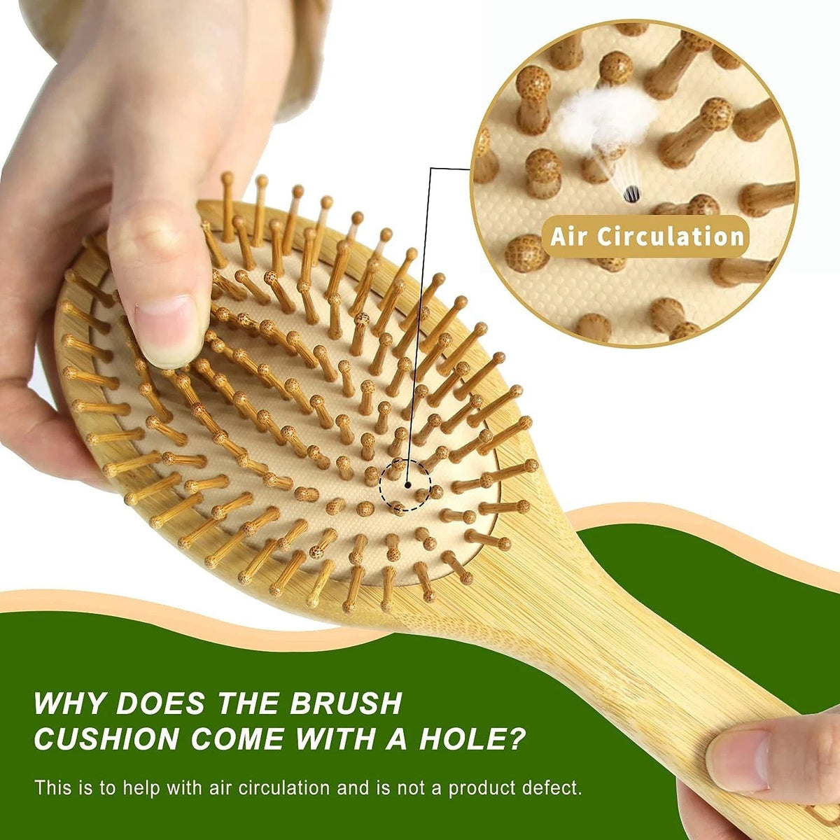 Hair Brush Set - Natural Bamboo Comb & Paddle Detangling Brushes