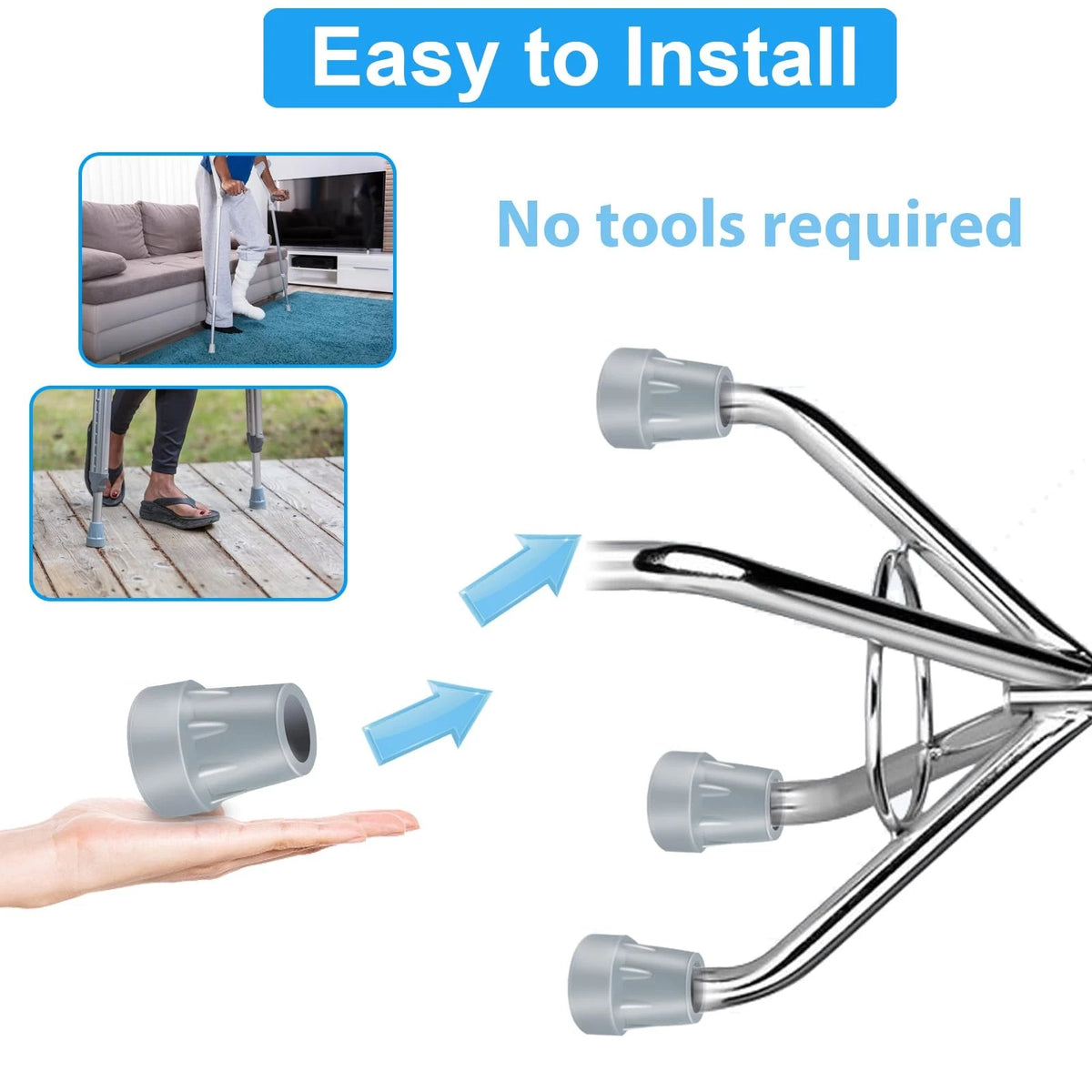 4 Pack Crutch Tips for Cane (7/8 Inch Heavy Duty Rubber)