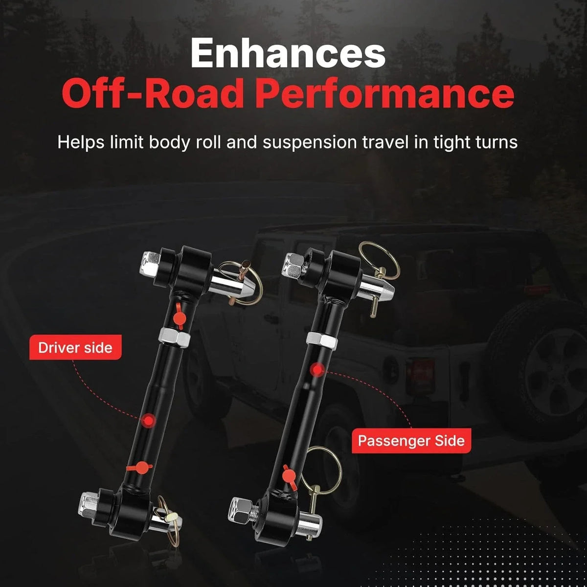 Set of 2 Front Sway Bar Links Disconnects for Jeep Wrangler JK (2007–2018)