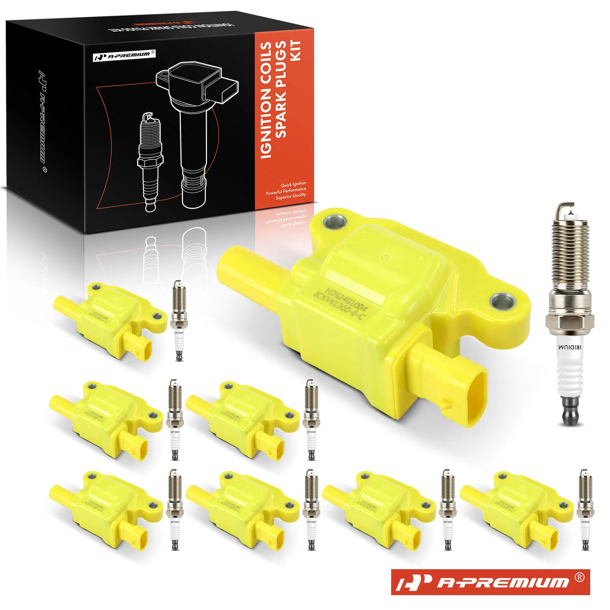 Set of 8 Ignition Coils & Iridium Spark Plugs for Chevrolet Silverado 1500 (2014–2019) - 12611424, 12570616, UF-413