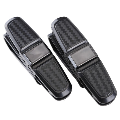 2X Universal Car Sun Visor Glasses Clip Carbon Fibre Holder