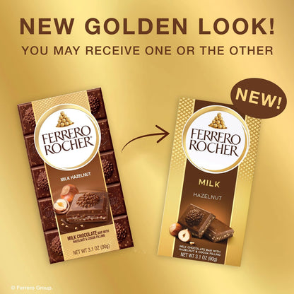 8 Pack Ferrero Rocher Milk Chocolate Hazelnut Bar with Cocoa Filling