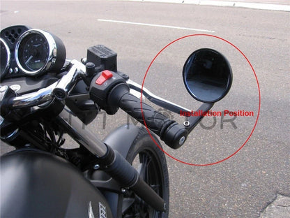 CNC Black 3" Bar End Mirrors for Harley Triumph Victory Motorcycle (1" Handlebar)