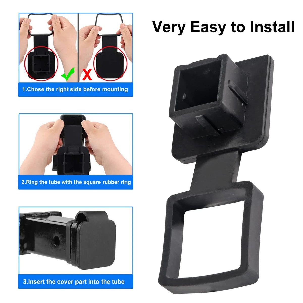 1.25" Rubber Trailer Hitch Tube Cover Plug for
