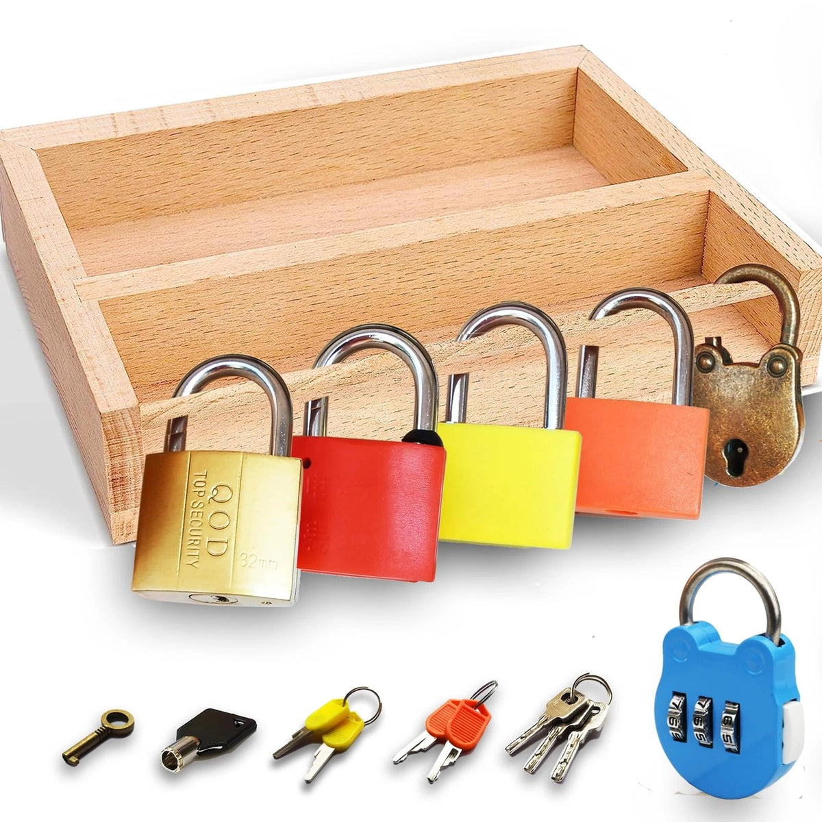 Set of 4 Montessori Lock and Key Toys for Toddlers