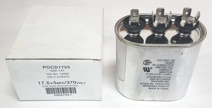 HVAC Oval Motor Run Dual Capacitor for Packard PDCF17.5/5 (370 Volts)