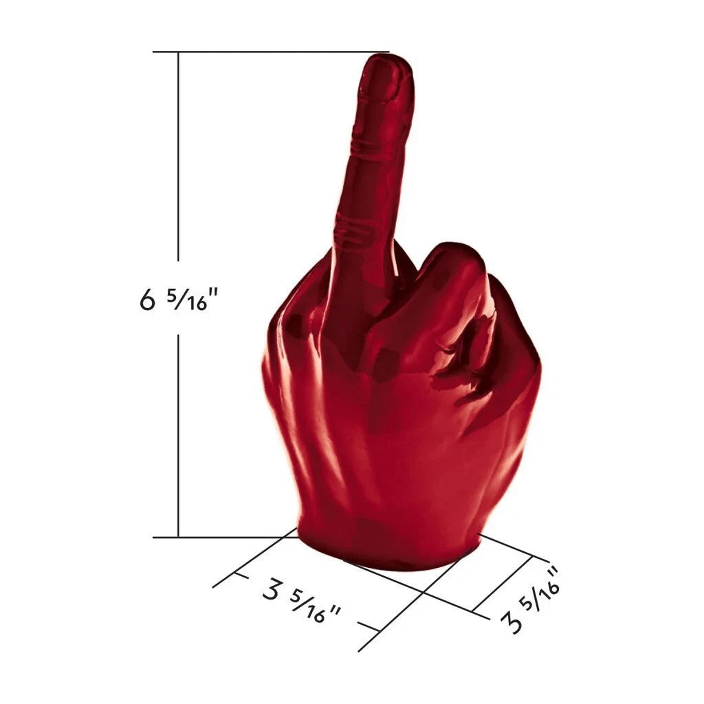 Middle Finger Hood Ornament for Flat Hoods (72086) - Candy Red 6-5/16” H