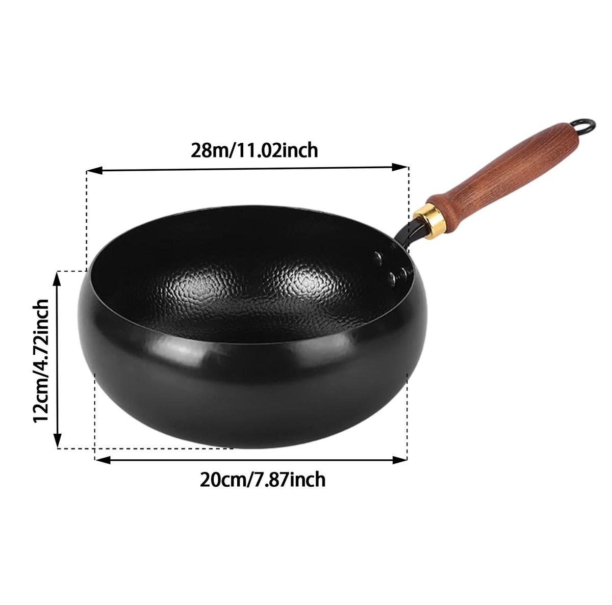 28cm Hand-Forged Hammered Wok for Chinese Stir-Fry (No Part Numbers)