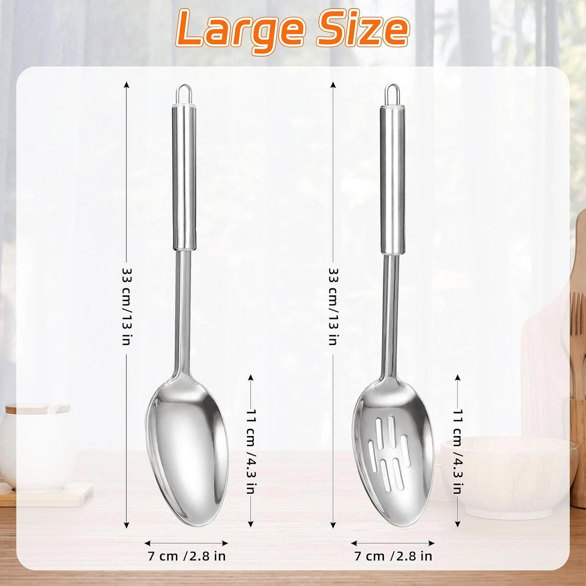 Set of 2 Stainless Steel Serving Spoons for Kitchen
