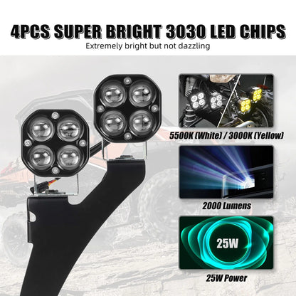 2X Front LED Work Light Bar Flood Spot Beam Kit for Honda TRX450R TRX450ER (2004–2009)
