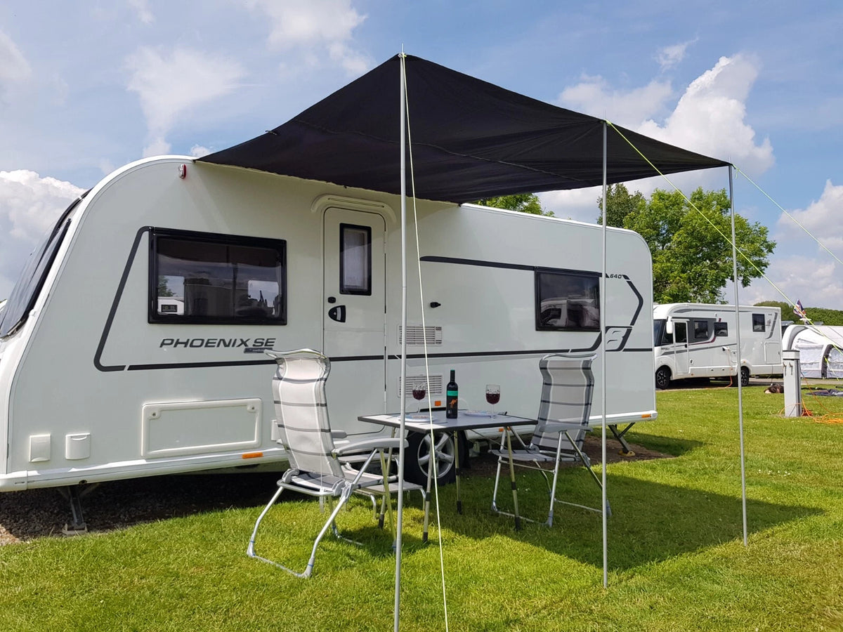 2X Awning Canopy for Caravan Campervan (Square 2.4m x 2.4m) BLACK